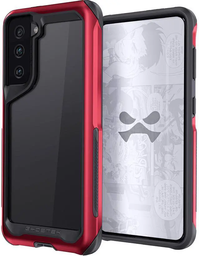 Alt view image 2 of 7 - ATOMIC slim S21 Case with Protective Aluminum Metal Bumper and Crystal Clear Back Design Heavy Duty Shock-Absorbent Protection Designed for 2021 Samsung Galaxy S 21 5G (6.2 Inch) (Phantom Red)