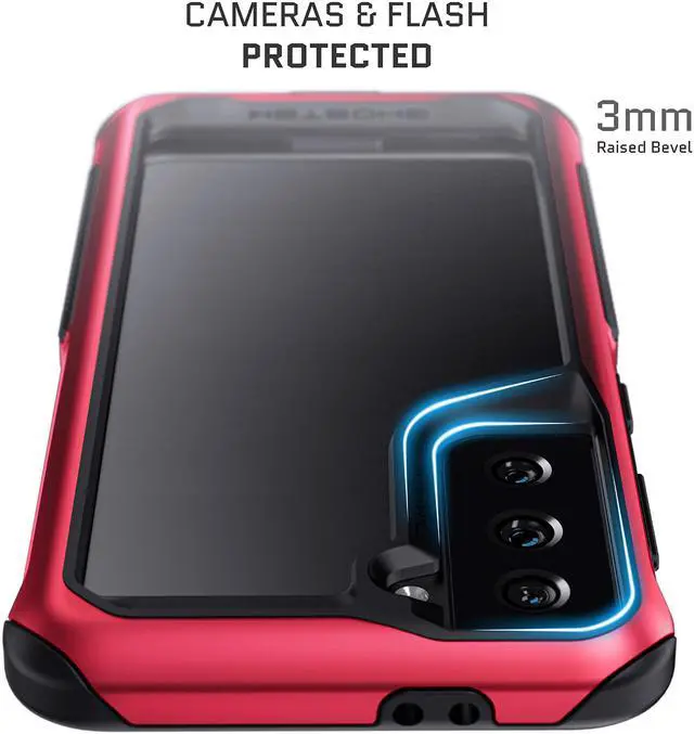 Alt view image 3 of 7 - ATOMIC slim S21 Case with Protective Aluminum Metal Bumper and Crystal Clear Back Design Heavy Duty Shock-Absorbent Protection Designed for 2021 Samsung Galaxy S 21 5G (6.2 Inch) (Phantom Red)