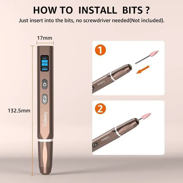 Alt view image 5 of 7 - Electric Engraving Pen, Cordless Rechargeable Mini Rotary Tool with 42 Bits, Aluminum Body, Variable Speed, Portable Engraver Pen for Metal Wood Glass and Plastic, Brown
