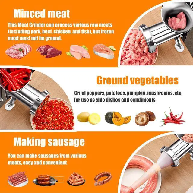Alt view image 5 of 7 - Meat Grinder Manual Mincer for Home Use - Sausage Maker Table Mount Pork Mincer Sausage Stuffer Funnel Make Homemade Burger Patties Hand