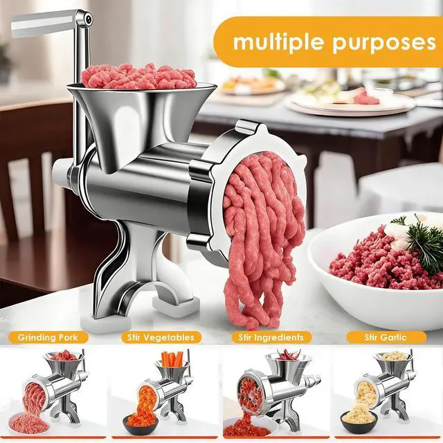 Alt view image 4 of 7 - Meat Grinder Manual Mincer for Home Use - Sausage Maker Table Mount Pork Mincer Sausage Stuffer Funnel Make Homemade Burger Patties Hand