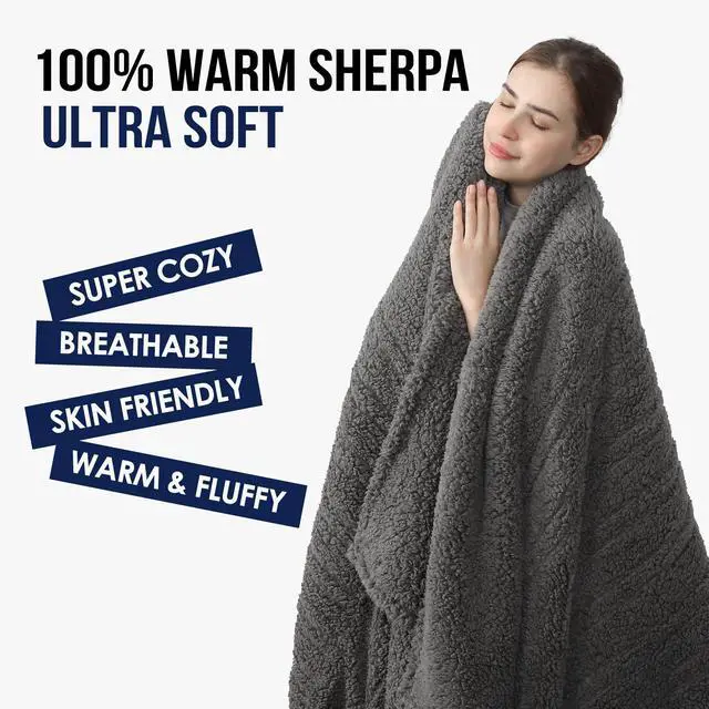 Alt view image 3 of 6 - Queen Heated Blanket, Electric Blanket Dual Control with 5 Heating Levels & 10 Hours Auto Off, Ultra Soft Fuzzy Washable Heating Blanket Queen with ETL Certified, 84"x90", Dark Gray