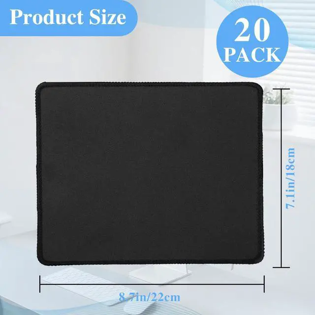 Alt view image 2 of 7 - 20 Pack Mouse Pad with Stitched Edge,2mm Black Mouse Pads,Mousepads with Non Slip Rubber Base,Premium-Textured & Waterproof Mousepad for Computers Laptop Office Home,8.7x7.1In