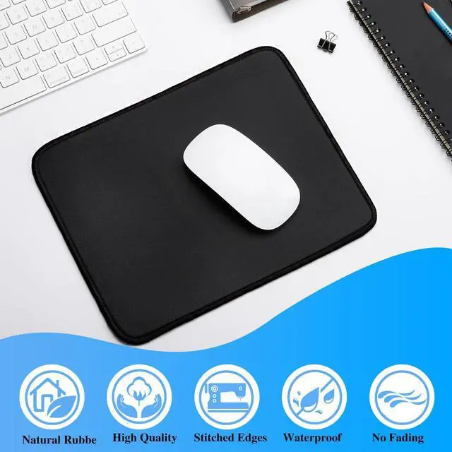 Alt view image 6 of 7 - 20 Pack Mouse Pad with Stitched Edge,2mm Black Mouse Pads,Mousepads with Non Slip Rubber Base,Premium-Textured & Waterproof Mousepad for Computers Laptop Office Home,8.7x7.1In