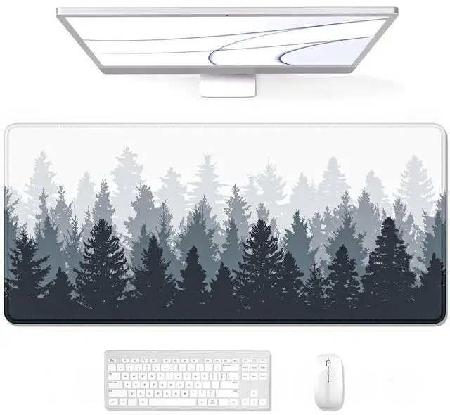 Main image of Desk Mouse Pad, Oversized Forest Desk Mat 35.4 x 15.7 Inch, Extended Long Gaming Mousepad Non-Slip Rubber Base Stitched Edges XXL Ultra Large Thin Full Desk Pad for PC Laptop Gaming Work