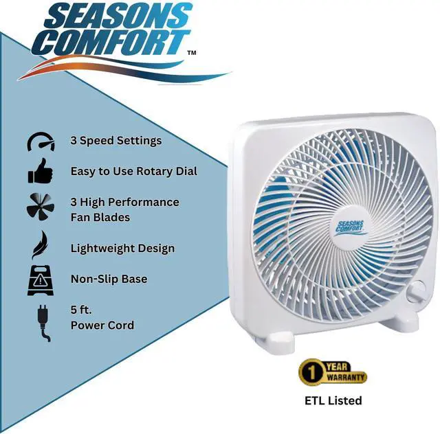 Alt view image 3 of 7 - 9 Inch Tabletop Box Fan, 3 Speeds, Quiet Table Fan With Strong Airflow, Energy Efficient Small Box Fan, Portable - Fan for Bedroom, Kitchen, Bathroom, Office, Dorm & Workshop