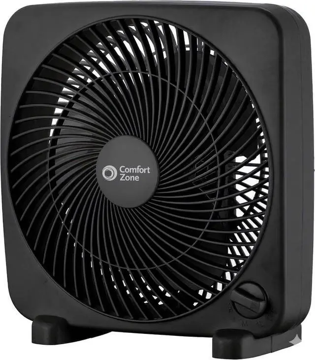 Main image of 9-inch Portable Box Fan Compact Desktop Cooling Fan with 3-Speeds, Quiet Operation, Built-in Carry Handle & Safety Grill ETL Listed for Home, Office, or Dorm Black