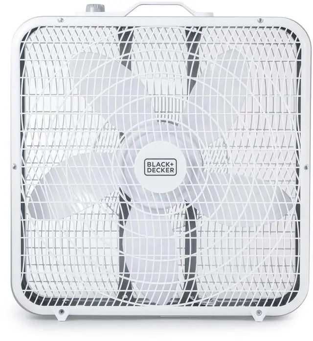 Main image of Box Fan with 3 Speed Settings, 20 Box Fan with Carrying Handle, Rotary Knob and Recessed Cord Storage, Portable Fan and Cooling Fan for Home, Office, Garage, Basement & More