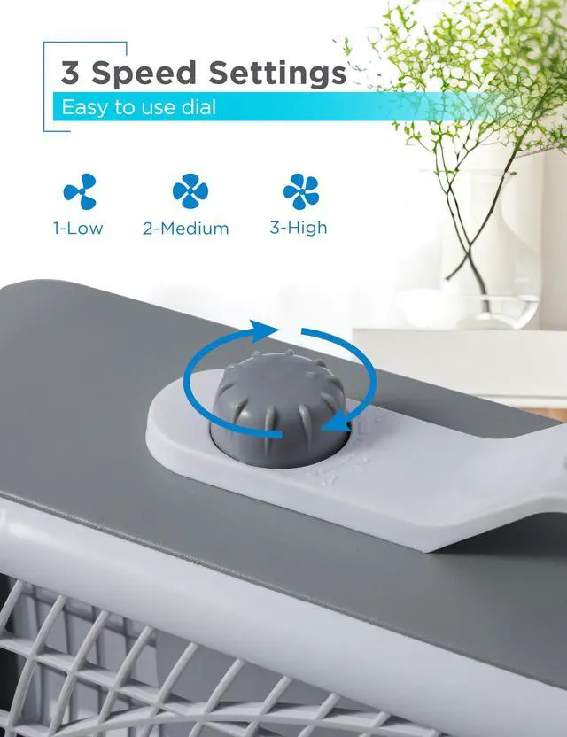 Alt view image 3 of 7 - Box Fan with 3 Speed Settings, 20 Box Fan with Carrying Handle, Rotary Knob and Recessed Cord Storage, Portable Fan and Cooling Fan for Home, Office, Garage, Basement & More