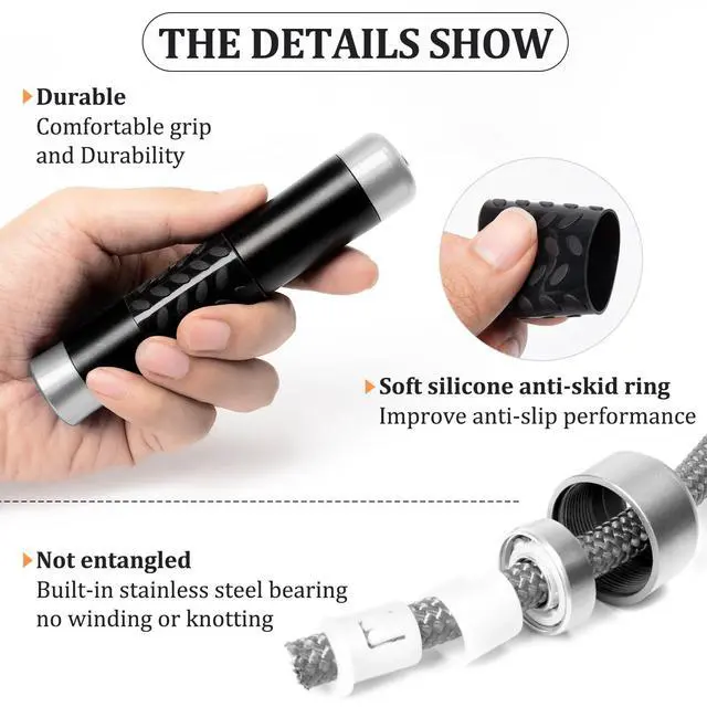 Alt view image 2 of 6 - 1LB Weighted Jump Ropes for fitness Women Men, Tangle-Free Ball Bearing Rapid Speed Skipping Jump Rope with Adjustable 9mm Cotton & PVC Cord, Aluminum Handles for MMA, Boxing, CrossFit, Weight-loss