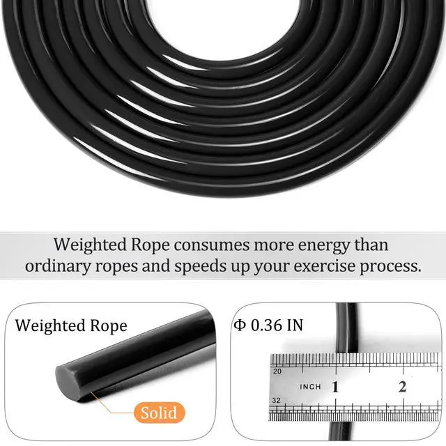 Alt view image 5 of 6 - 1LB Weighted Jump Ropes for fitness Women Men, Tangle-Free Ball Bearing Rapid Speed Skipping Jump Rope with Adjustable 9mm Cotton & PVC Cord, Aluminum Handles for MMA, Boxing, CrossFit, Weight-loss