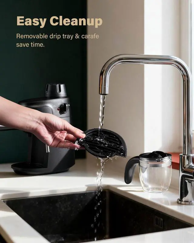 Alt view image 6 of 7 - 3.5 Bar Espresso Machine 4-Cup Compact Espresso Maker with Milk Frother, 800 W Preheating Cappuccino Machine for Home, Black