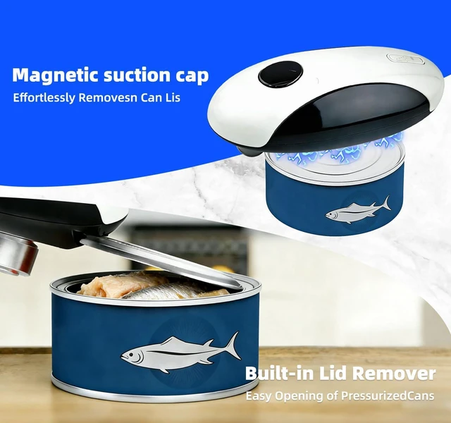 Alt view image 6 of 7 - Electric Can Opener, Rechargeable Hands Free Kitchen Gadget, White | Automatic One-Touch Operation, Safe Smooth Edge, USB-C Charging, Easy Grip, Senior Friendly, Works With All Common Cans