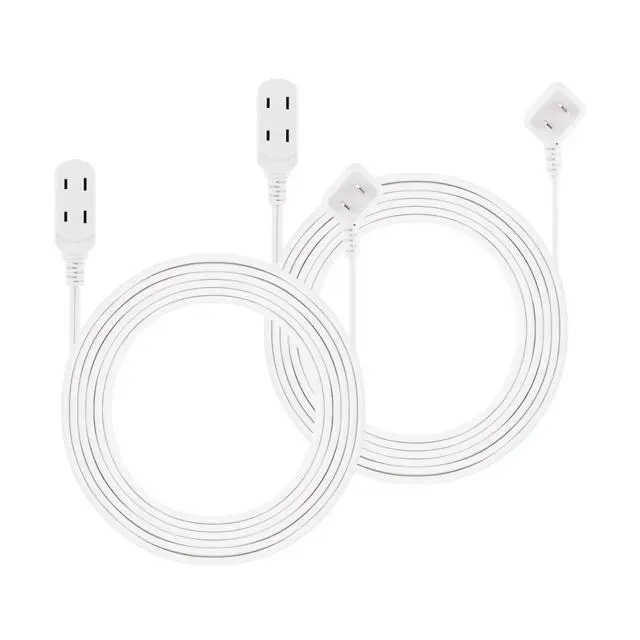 Alt view image 2 of 7 - 2-Pack Indoor Extension Cord Power Strip 15 ft, Flat Plug