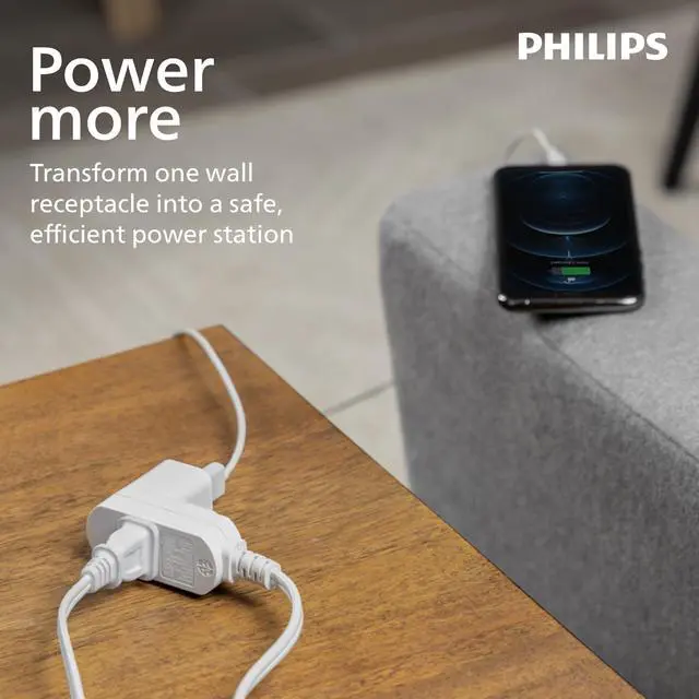 Alt view image 5 of 7 - 2-Pack Indoor Extension Cord Power Strip 15 ft, Flat Plug