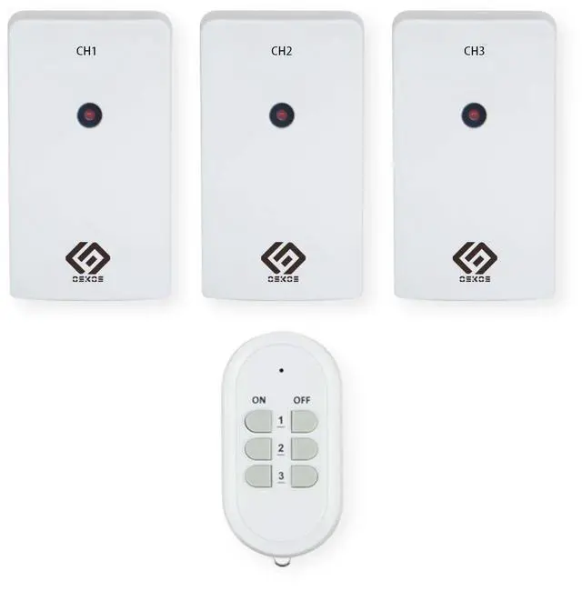 Main image of Indoor Wireless Remote Control Outlets 100-Foot RF Range, 3 Receivers & 1 Remote, Expandable Remote Light Switch for Household Appliances, Battery Included, 15A/1/2HP, UL Listed