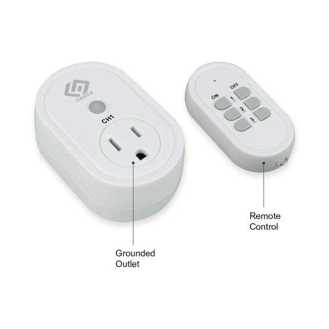 Alt view image 3 of 5 - Indoor Wireless Remote Control Outlets 100-Foot RF Range, 3 Receivers & 1 Remote, Expandable Remote Light Switch for Household Appliances, Battery Included, 15A/1/2HP, UL Listed