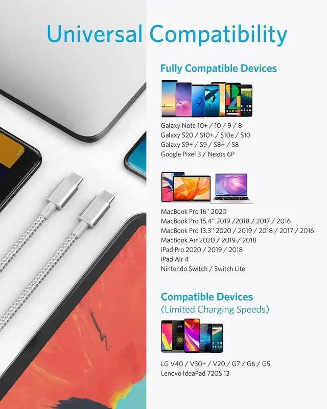 Alt view image 5 of 7 - USB C to USB C Cable, Type-C Charging Cord Fast Charge(100W), for iPhone 17/17 pro, MacBook and More (1, Sliver, 10ft)