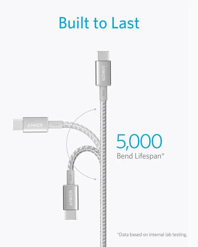 Alt view image 6 of 7 - USB C to USB C Cable, Type-C Charging Cord Fast Charge(100W), for iPhone 17/17 pro, MacBook and More (1, Sliver, 10ft)