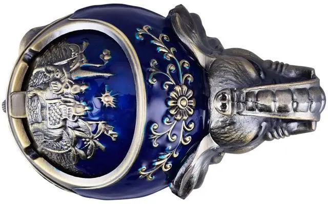 Alt view image 5 of 6 - Metal Elephant Ashtray with Lid Windproof Ashtray Outdoor, Indoor Ash Tray for Weed, Vintage Practical Decoration Ashtrays for Cigarettes Great Gift for Men Women(NavyBlue)