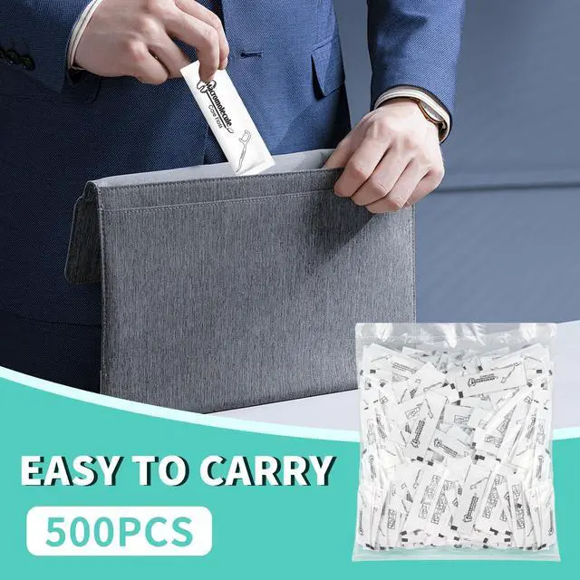 Alt view image 6 of 7 - 500 Count Individually Wrapped Floss Picks - Floss Singles Bag,Dental Flossers Bulk - Oral Care in Travel,Restaurants,Car,Hotel and Office
