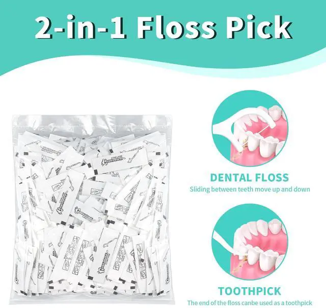 Alt view image 5 of 7 - 500 Count Individually Wrapped Floss Picks - Floss Singles Bag,Dental Flossers Bulk - Oral Care in Travel,Restaurants,Car,Hotel and Office