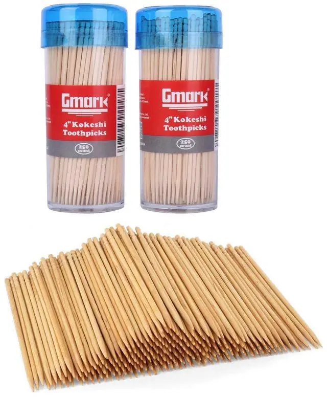 Main image of Premium 4" Kokeshi Toothpicks Skewers 500ct (2 Packs of 250) Extra long toothpicks for appetizers GM1034
