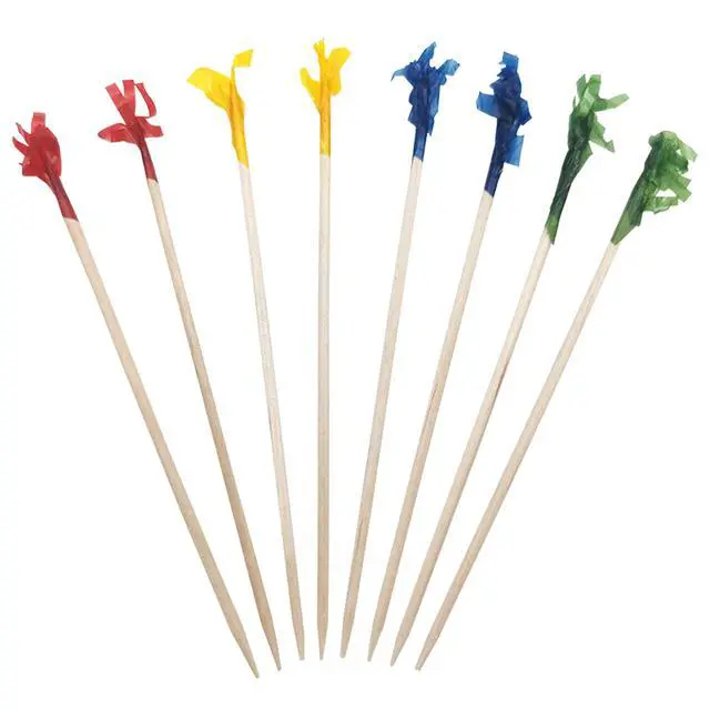 Alt view image 2 of 7 - Wood Frill Picks Frill Toothpicks 4 Inch Pack 1000,Decorative wood toothpicks,Cocktail Party Toothpicks for Fruit,Appetizers,Club Sandwiches,Great to use at Valentine's Day and Parties.