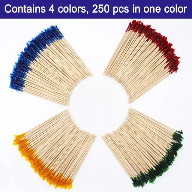 Alt view image 6 of 7 - Wood Frill Picks Frill Toothpicks 4 Inch Pack 1000,Decorative wood toothpicks,Cocktail Party Toothpicks for Fruit,Appetizers,Club Sandwiches,Great to use at Valentine's Day and Parties.