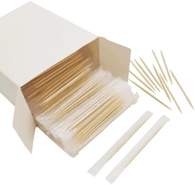 Main image of Wood Bamboo Individually Cello Wrapped Toothpicks 2.5Inch Pack 1000 High-class Appetizer Picks Sturdy Food Pick for Appetizers Cocktails Fruit Olive picks.