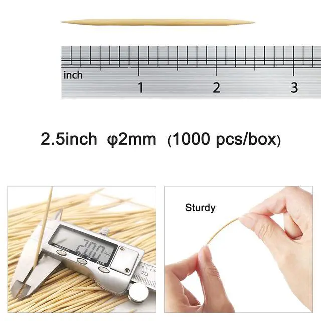 Alt view image 2 of 7 - Wood Bamboo Individually Cello Wrapped Toothpicks 2.5Inch Pack 1000 High-class Appetizer Picks Sturdy Food Pick for Appetizers Cocktails Fruit Olive picks.