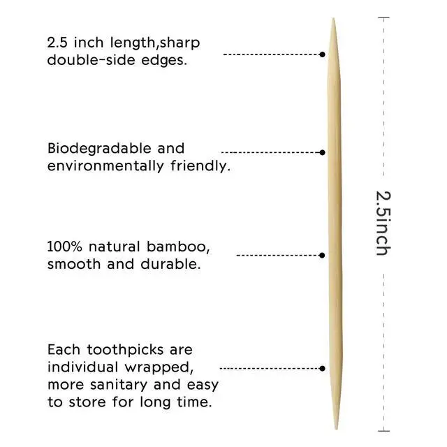 Alt view image 3 of 7 - Wood Bamboo Individually Cello Wrapped Toothpicks 2.5Inch Pack 1000 High-class Appetizer Picks Sturdy Food Pick for Appetizers Cocktails Fruit Olive picks.