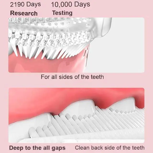 Alt view image 3 of 7 - Ultrasonic Kid's U-Shaped Electric Toothbrush, Slim Design, Waterproof Battery Powered 360 Oral Teeth Cleaning Design, Automatic Toddler Toothbrush with Food Grade Soft Silicone Brush Head