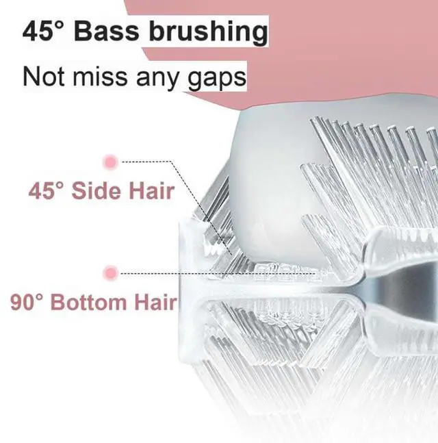 Alt view image 4 of 7 - Ultrasonic Kid's U-Shaped Electric Toothbrush, Slim Design, Waterproof Battery Powered 360 Oral Teeth Cleaning Design, Automatic Toddler Toothbrush with Food Grade Soft Silicone Brush Head