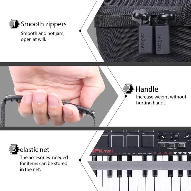 Alt view image 4 of 7 - Hard Case Replacement for Akai Professional MPK Mini MKII/MPK Mini Play 25 Key USB MIDI Keyboard Controller