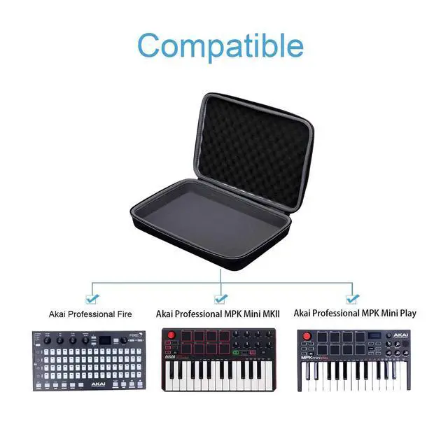 Alt view image 2 of 5 - Hard Protective Case for Akai Professional MPK Mini MKII & MK3 & MPK Mini Play | 25-Key Ultra-Portable USB MIDI Drum Pad & Keyboard Controller