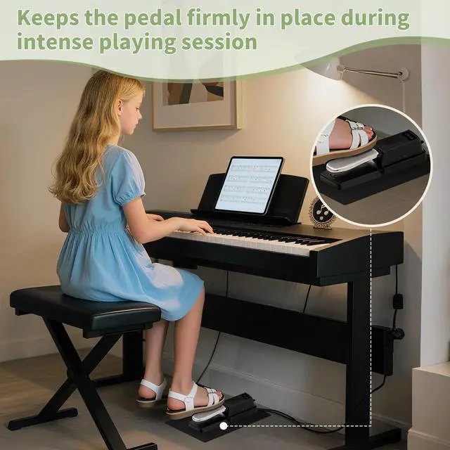 Alt view image 2 of 6 - Non-Slip Piano Sustain Pedal Mat 10" x 7.5" Premium Keyboard Sustain Foot Pedal Support Pad for Enhanced Stability, Carpet & Hardwood Floor Protection (Black, 1 PC)