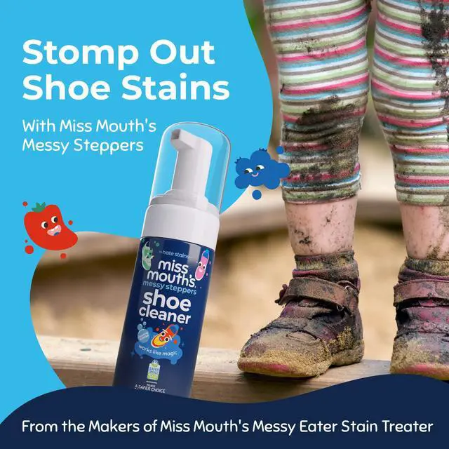Alt view image 2 of 7 - Messy Steppers Shoe Cleaner - 4oz Foaming Ready To Use Sneaker Cleaner for Rubber, Canvas, Leather to Remove Dirt, Grass, Scuffs from makers of Miss Mouth's Messy Eater Stain Treater