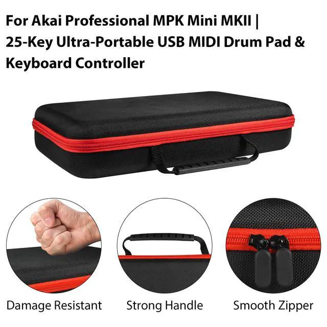 Alt view image 2 of 7 - Carrying & Protective Case for Akai Professional MPK Mini MK3 & MKII | MPK Mini Play -25 Key USB MIDI Keyboard Controller (Case Only)