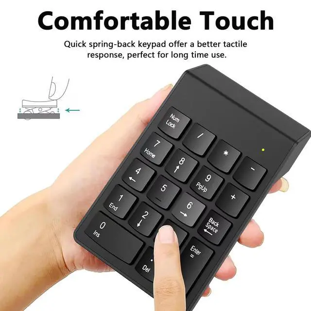 Alt view image 4 of 7 - Wireless Number Pads, Numeric Keypad Numpad, Financial Accounting Number Keyboard, Mini 2.4G 10 Keys Keypad USB Keypad for Laptop, PC, Desktop, Surface Pro, Notebook, EliteBook MateBook