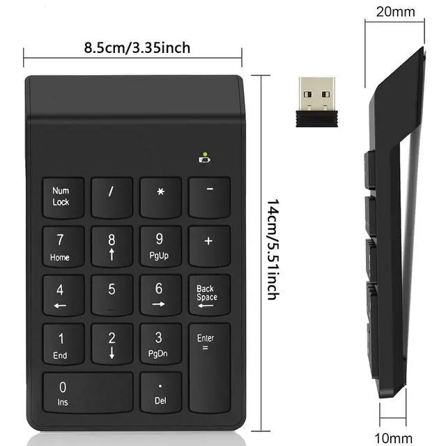 Alt view image 6 of 7 - Wireless Number Pads, Numeric Keypad Numpad, Financial Accounting Number Keyboard, Mini 2.4G 10 Keys Keypad USB Keypad for Laptop, PC, Desktop, Surface Pro, Notebook, EliteBook MateBook