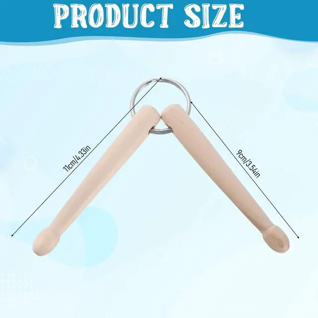 Alt view image 2 of 7 - Mini Drum Sticks Keychain, Wooden Drum Keys for Tuning Drums Mini Drumstick Gear Decoration Percussion Key Ring for Men Women Drummer and Band Gear