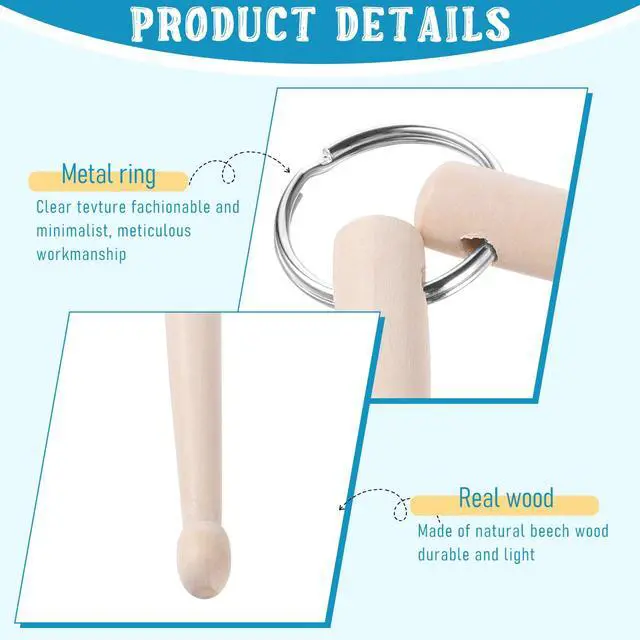 Alt view image 5 of 7 - Mini Drum Sticks Keychain, Wooden Drum Keys for Tuning Drums Mini Drumstick Gear Decoration Percussion Key Ring for Men Women Drummer and Band Gear