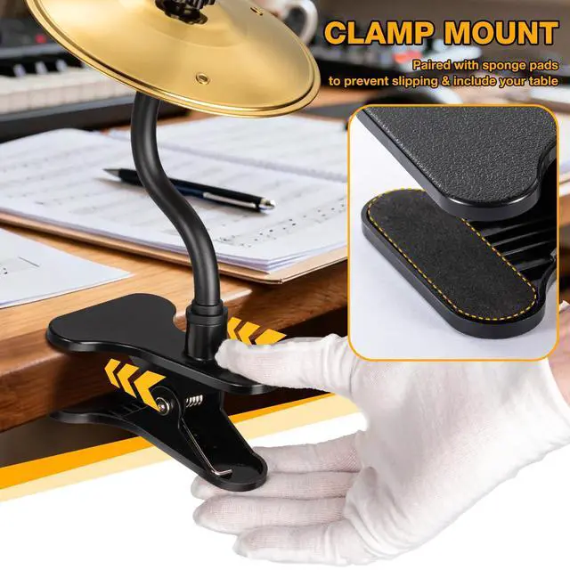 Alt view image 2 of 7 - Mini Clip-On Desktop Cymbal, Mini Desk Drum for Music Lovers, Relieve Your Work & Study Stress with Fun Gold Percussion Accessory, Easy Installation for Most Desk Types