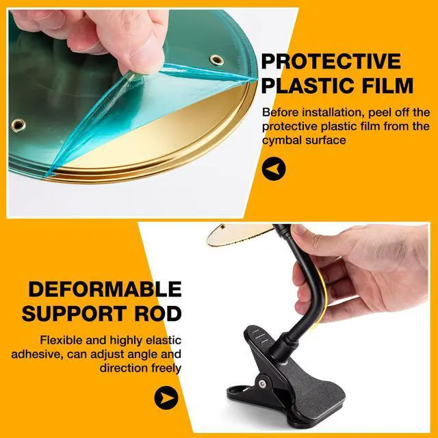 Alt view image 4 of 7 - Mini Clip-On Desktop Cymbal, Mini Desk Drum for Music Lovers, Relieve Your Work & Study Stress with Fun Gold Percussion Accessory, Easy Installation for Most Desk Types
