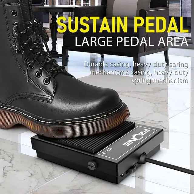 Alt view image 4 of 7 - Compact Sustain Pedal for Keyboards Digital Pianos Synthesizers,Tone Modules,Drum Machines All Metal Heavy Design,Non-Slip,with Polarity Switch