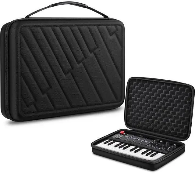 Main image of Semi-Hard Carrying Case for AKAI Professional MPK Mini MKII & MK3 & MPK Play | Alesis V Mini 25 Key USB MIDI Keyboard Controller Case with Cable Slot for Business, Travel (Black)