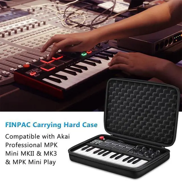 Alt view image 7 of 7 - Semi-Hard Carrying Case for AKAI Professional MPK Mini MKII & MK3 & MPK Play | Alesis V Mini 25 Key USB MIDI Keyboard Controller Case with Cable Slot for Business, Travel (Black)