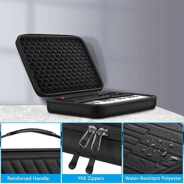 Alt view image 3 of 7 - Semi-Hard Carrying Case for AKAI Professional MPK Mini MKII & MK3 & MPK Play | Alesis V Mini 25 Key USB MIDI Keyboard Controller Case with Cable Slot for Business, Travel (Black)