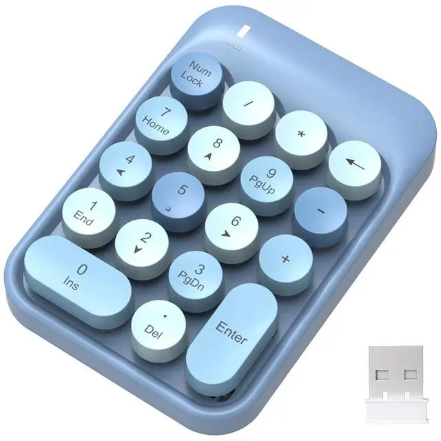 Main image of Wireless Numeric Keypad 18 Keys with 2.4G Mini Portable Silent Number Pad USB Receiver Financial Accounting Keyboard Extensions for Laptop Desktop PC ProBlue Mix